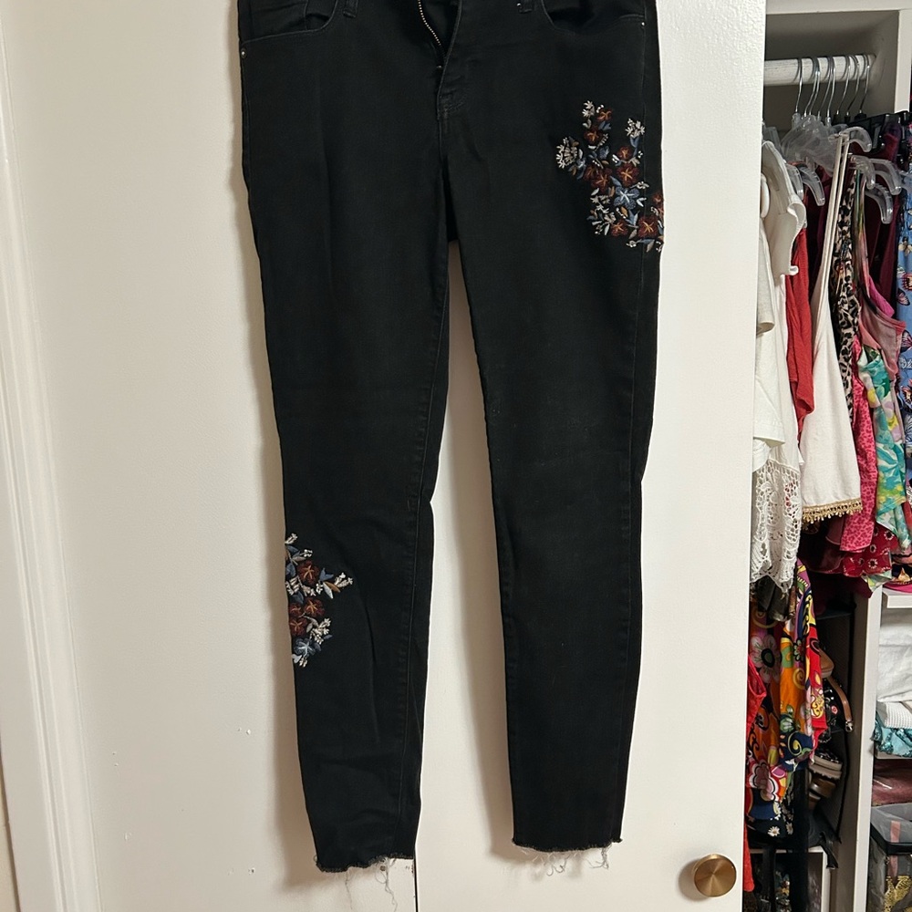 Mossimo Supply Co Black Skinny Jeans with Embroidery